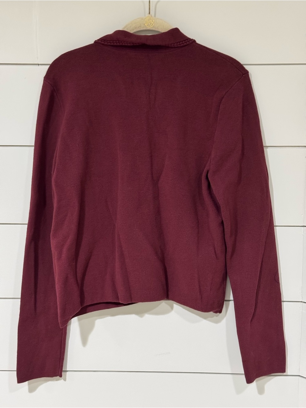 Loft Embroidered Trim Sweater Button-Front Jacket Burgundy Size M - Picture 9 of 11